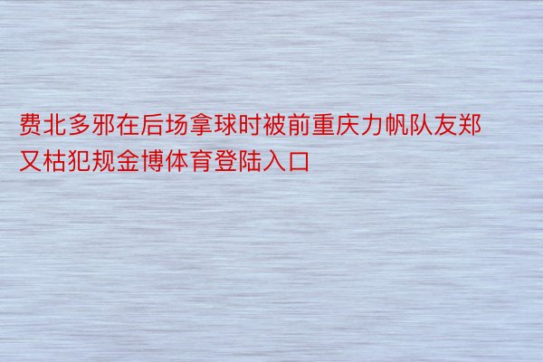 费北多邪在后场拿球时被前重庆力帆队友郑又枯犯规金博体育登陆入口