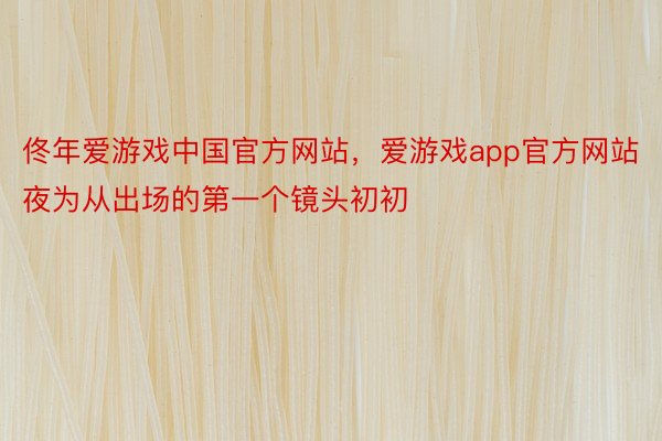 佟年爱游戏中国官方网站，爱游戏app官方网站夜为从出场的第一个镜头初初