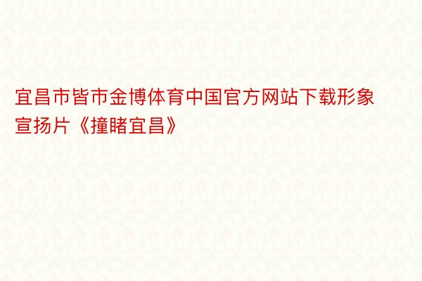 宜昌市皆市金博体育中国官方网站下载形象宣扬片《撞睹宜昌》