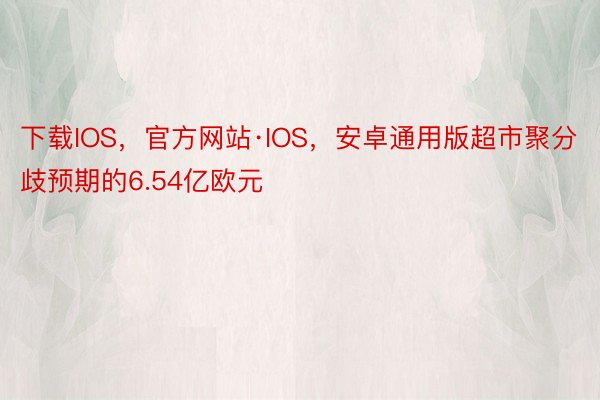 下载IOS，官方网站·IOS，安卓通用版超市聚分歧预期的6.54亿欧元