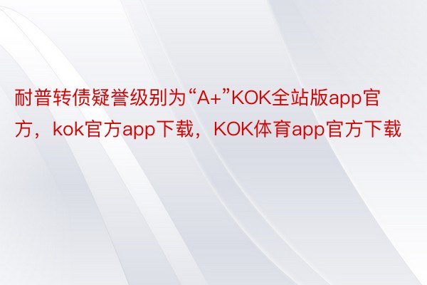 耐普转债疑誉级别为“A+”KOK全站版app官方，kok官方app下载，KOK体育app官方下载