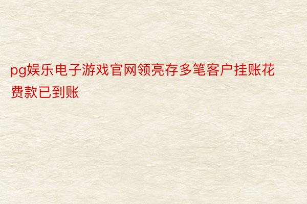 pg娱乐电子游戏官网领亮存多笔客户挂账花费款已到账