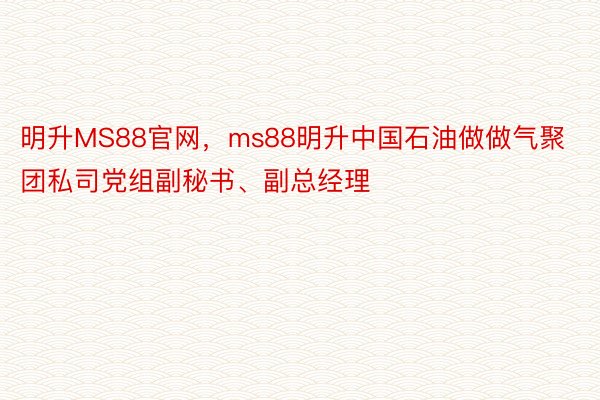 明升MS88官网，ms88明升中国石油做做气聚团私司党组副秘书、副总经理