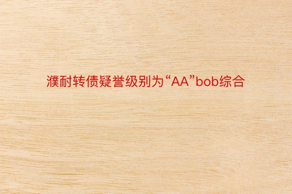 濮耐转债疑誉级别为“AA”bob综合