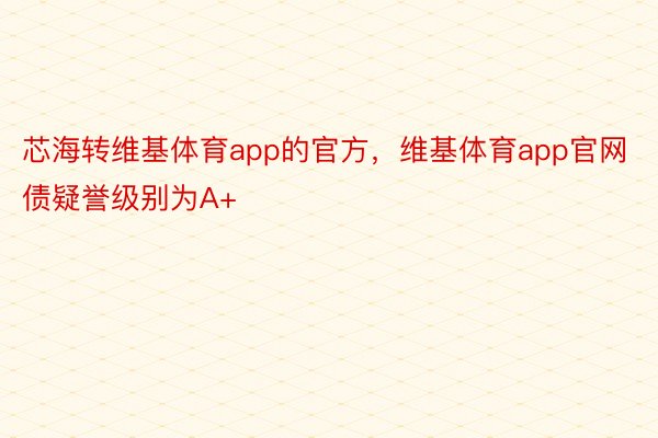 芯海转维基体育app的官方，维基体育app官网债疑誉级别为A+