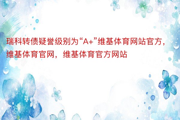 瑞科转债疑誉级别为“A+”维基体育网站官方，维基体育官网，维基体育官方网站