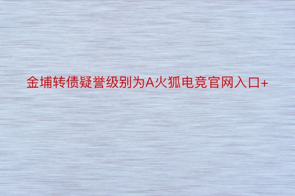 金埔转债疑誉级别为A火狐电竞官网入口+