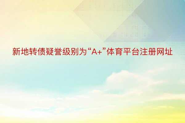 新地转债疑誉级别为“A+”体育平台注册网址