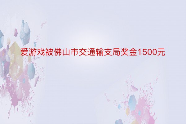 爱游戏被佛山市交通输支局奖金1500元