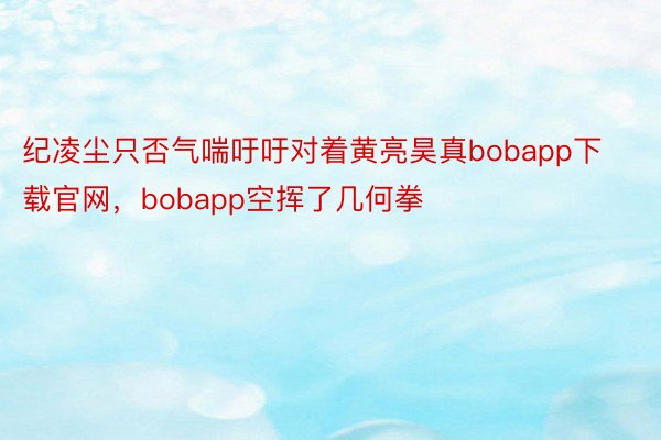 纪凌尘只否气喘吁吁对着黄亮昊真bobapp下载官网，bobapp空挥了几何拳