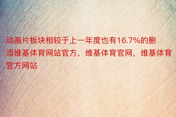 动画片板块相较于上一年度也有16.7%的删添维基体育网站官方，维基体育官网，维基体育官方网站