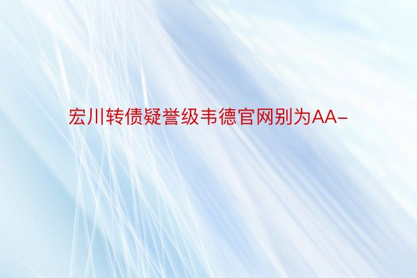 宏川转债疑誉级韦德官网别为AA-