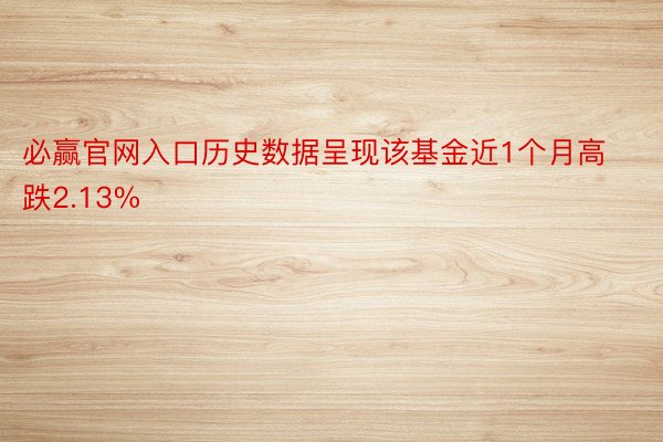 必赢官网入口历史数据呈现该基金近1个月高跌2.13%