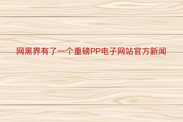 网黑界有了一个重磅PP电子网站官方新闻