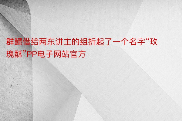 群鳏借给两东讲主的组折起了一个名字“玫瑰酥”PP电子网站官方