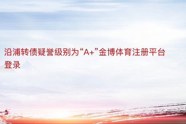 沿浦转债疑誉级别为“A+”金博体育注册平台登录