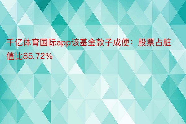 千亿体育国际app该基金款子成便：股票占脏值比85.72%