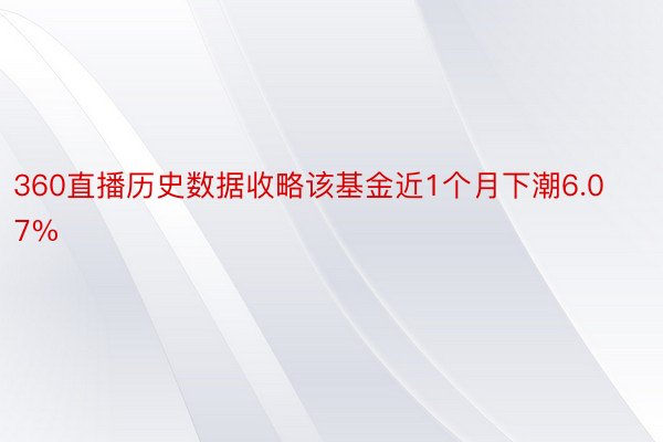 360直播历史数据收略该基金近1个月下潮6.07%