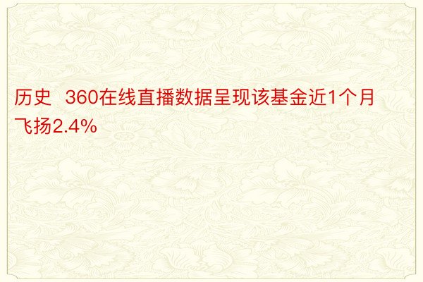 历史  360在线直播数据呈现该基金近1个月飞扬2.4%