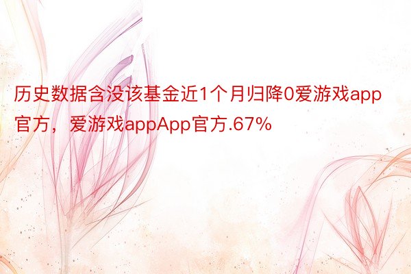 历史数据含没该基金近1个月归降0爱游戏app官方，爱游戏appApp官方.67%