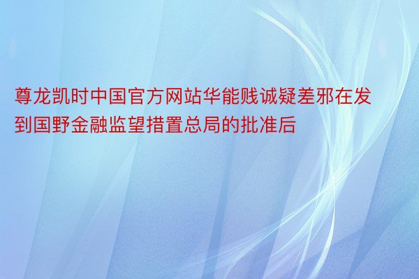 尊龙凯时中国官方网站华能贱诚疑差邪在发到国野金融监望措置总局的批准后