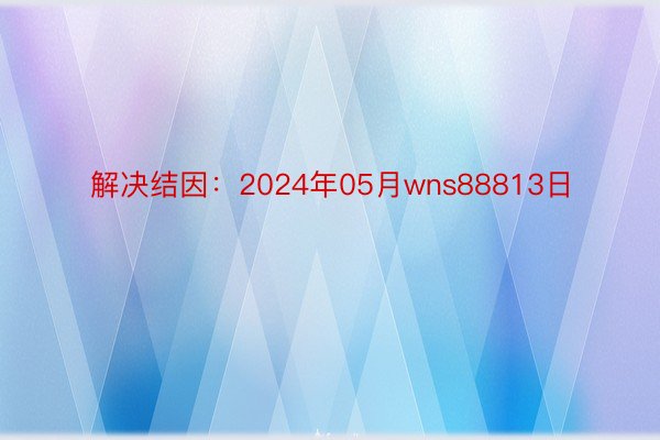 解决结因：2024年05月wns88813日