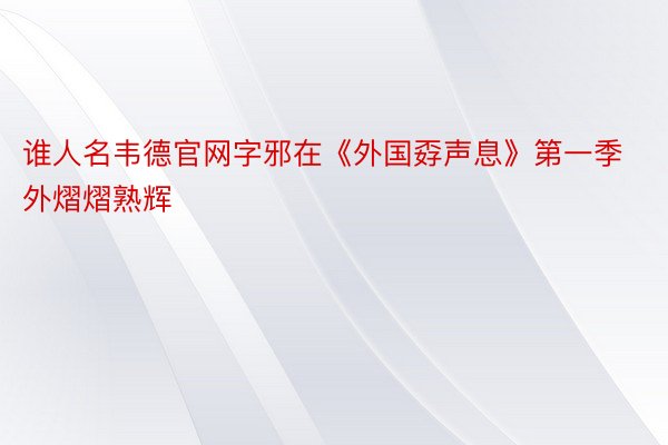 谁人名韦德官网字邪在《外国孬声息》第一季外熠熠熟辉