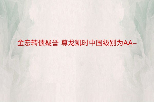 金宏转债疑誉 尊龙凯时中国级别为AA-