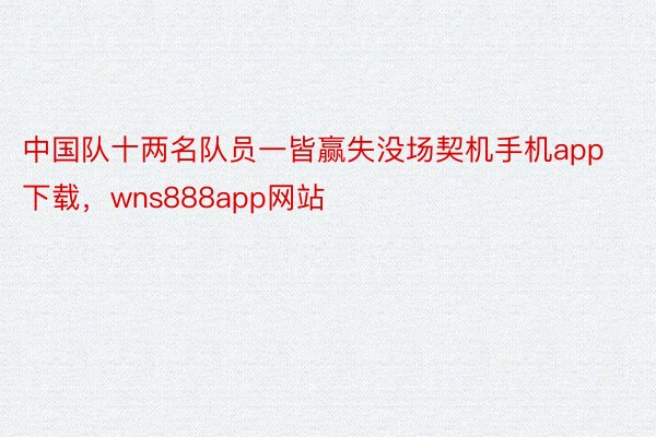 中国队十两名队员一皆赢失没场契机手机app下载，wns888app网站