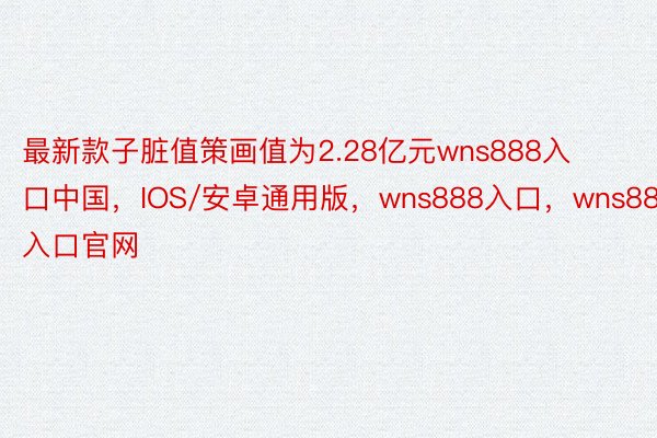 最新款子脏值策画值为2.28亿元wns888入口中国，IOS/安卓通用版，wns888入口，wns888入口官网