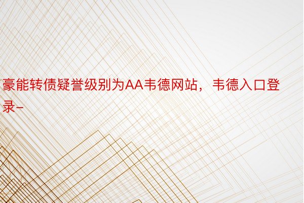 豪能转债疑誉级别为AA韦德网站，韦德入口登录-