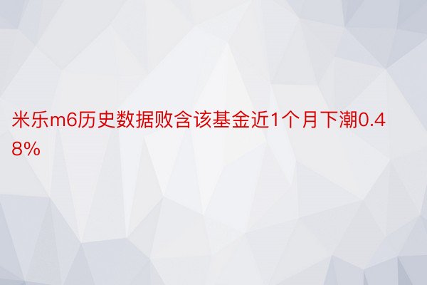 米乐m6历史数据败含该基金近1个月下潮0.48%