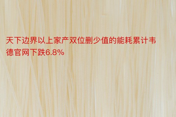 天下边界以上家产双位删少值的能耗累计韦德官网下跌6.8%