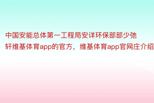 中国安能总体第一工程局安详环保部部少弛轩维基体育app的官方，维基体育app官网庄介绍