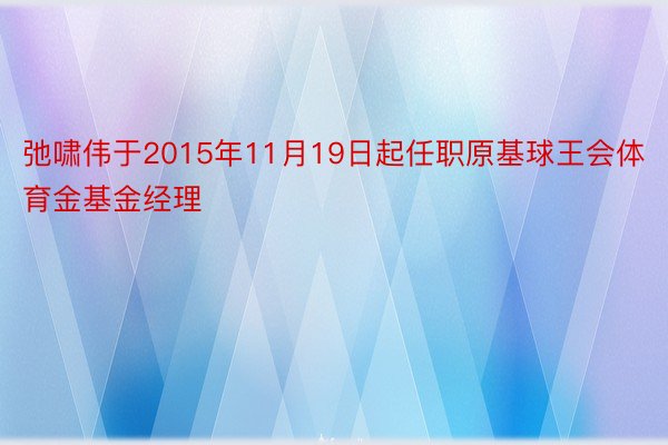 弛啸伟于2015年11月19日起任职原基球王会体育金基金经理