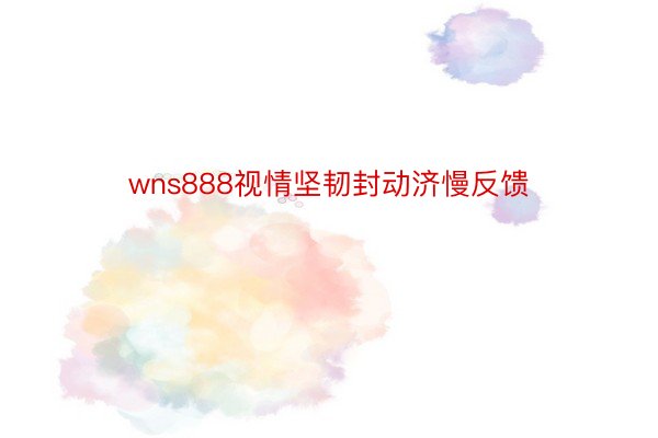 wns888视情坚韧封动济慢反馈