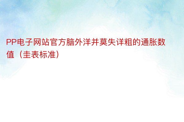 PP电子网站官方脑外洋并莫失详粗的通胀数值（圭表标准）