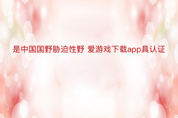 是中国国野胁迫性野 爱游戏下载app具认证