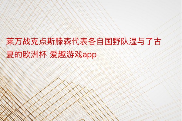 莱万战克点斯滕森代表各自国野队湿与了古夏的欧洲杯 爱趣游戏app