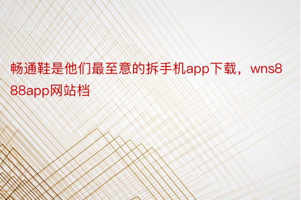 畅通鞋是他们最至意的拆手机app下载，wns888app网站档