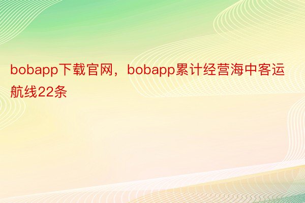 bobapp下载官网，bobapp累计经营海中客运航线22条