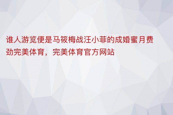 谁人游览便是马筱梅战汪小菲的成婚蜜月费劲完美体育，完美体育官方网站