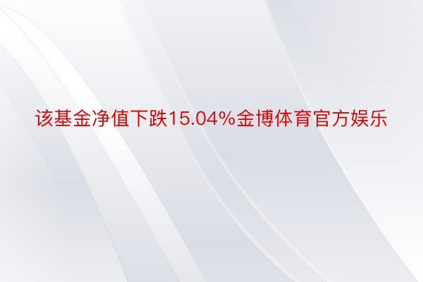 该基金净值下跌15.04%金博体育官方娱乐