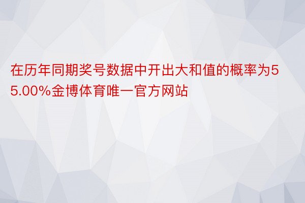 在历年同期奖号数据中开出大和值的概率为55.00%金博体育唯一官方网站